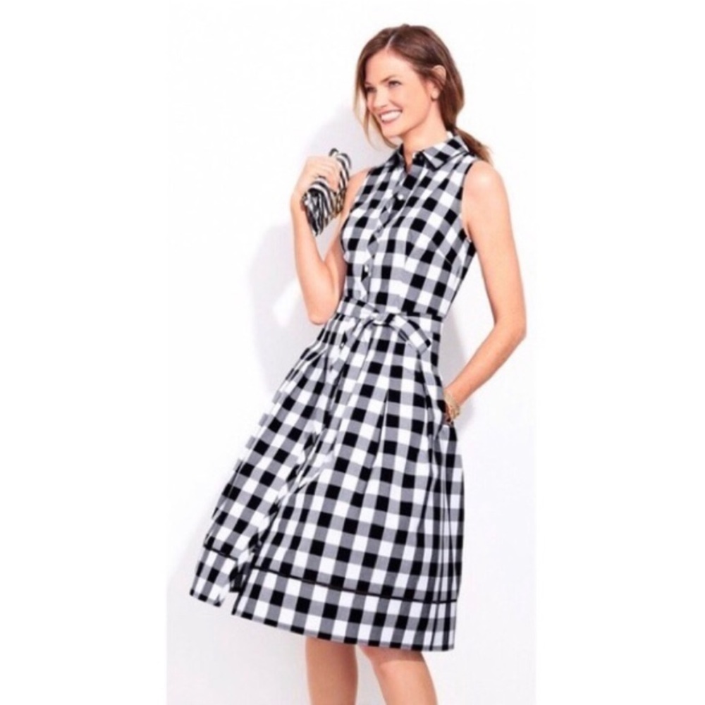 Banana Republic navy gingham dress